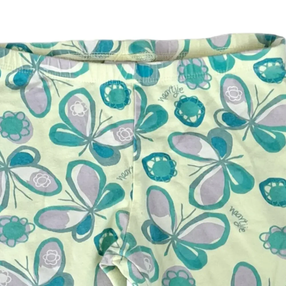 Naartjie Yellow And Green Butterflies Leggings Girl's Size 7 Years